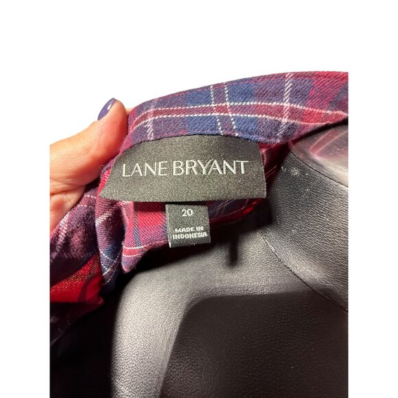 LANE BRYANT Red Navy Plaid Tunic Top - Size 20 - Picture 2 of 10